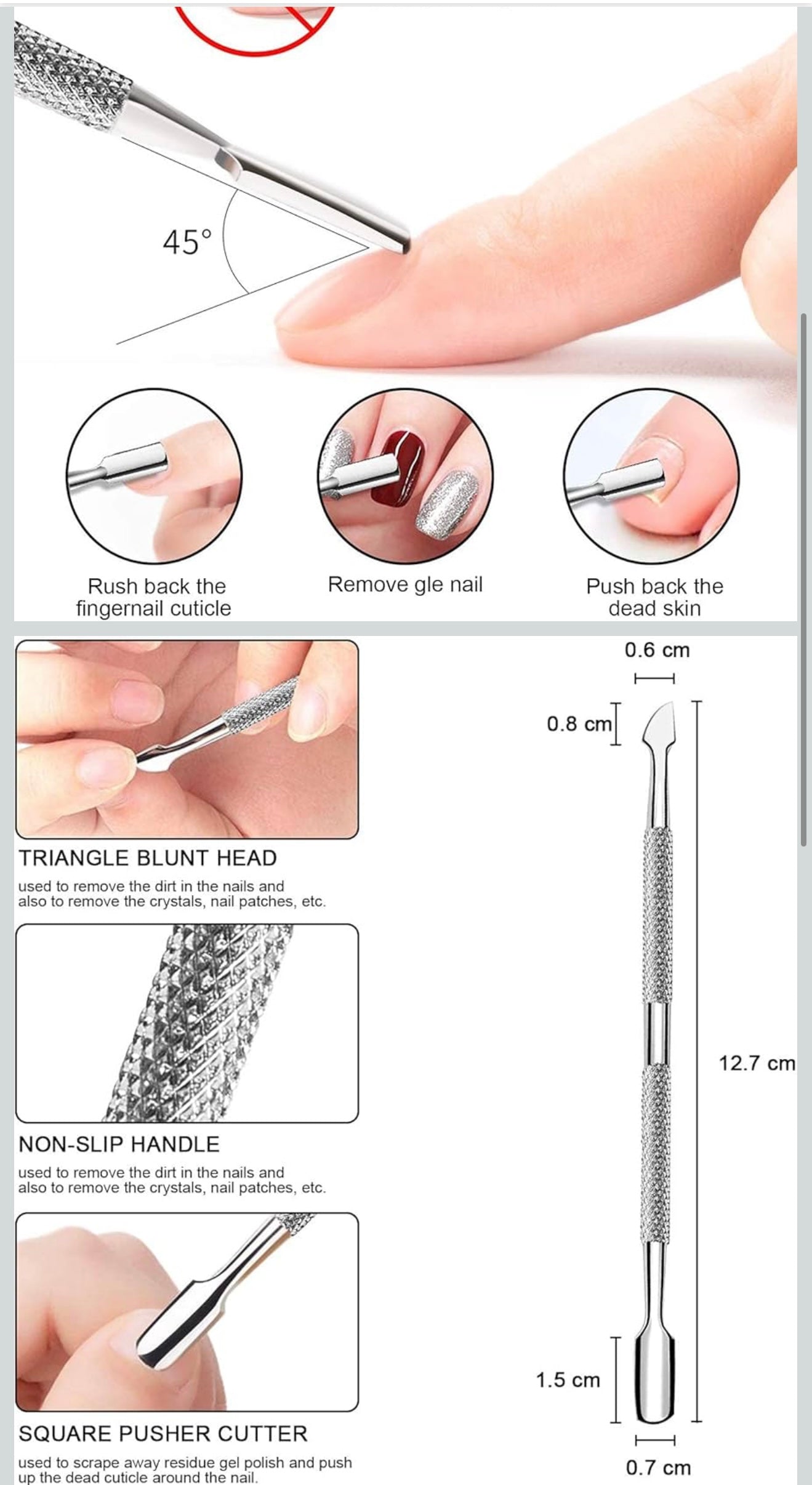 Cuticle pusher metal / زقاقه جلد معدن