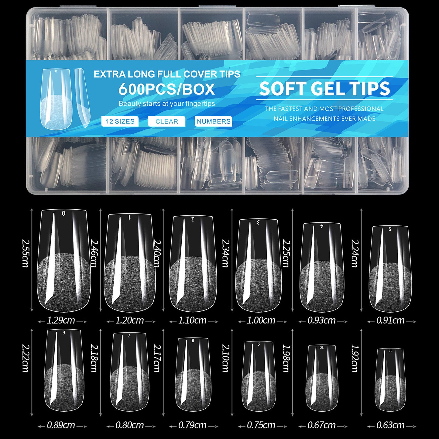 Soft gel tips 600pecs/صوافر سوفت جيل ٦٠٠ق